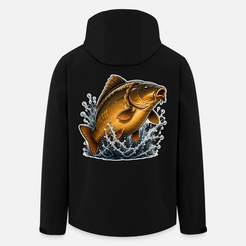 Spiegelkarpfen-Splash-Angel-Design - Recycelte Männer Softshell-Jacke von Stanley/Stella - Schwarz