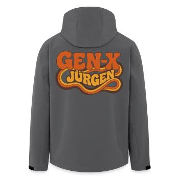 Gen-K Jürgen Retro Swirl - Recycelte Männer Softshell-Jacke von Stanley/Stella - Schwarz - Hinten - AI Model Male 185 light (185cm)