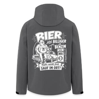 Bier Jetzt Billiger Als Benzin - Fahr Nicht Fort - Recycelte Männer Softshell-Jacke von Stanley/Stella - Schwarz - Hinten - AI Model Male 185 light (185cm)