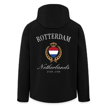 Couronne des armoiries de Rotterdam – Souvenir des Pays-Bas - Veste softshell homme en polyester recyclé Stanley/Stella - noir - Dos - AI Model Male 185 light (185cm)