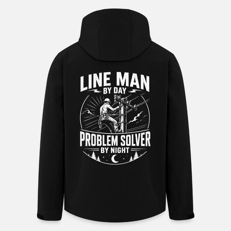 Power Line Cable Technician Motif - Men’s Recycled Softshell Jacket by Stanley/Stella - black