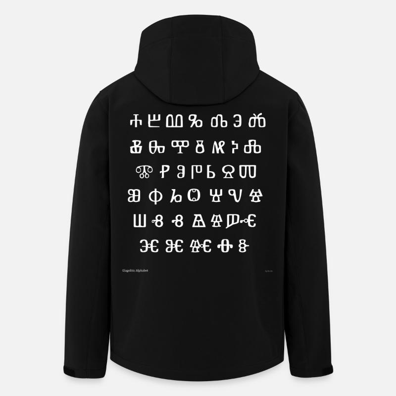 Alphabet glagolitique (blanc) - Veste softshell homme en polyester recyclé Stanley/Stella - noir