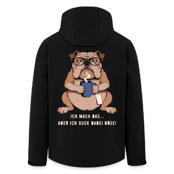 Bulldogge Kaffee Morgenmuffel - Recycelte Männer Softshell-Jacke von Stanley/Stella - Schwarz - Hinten - AI Model Male 185 light (185cm)