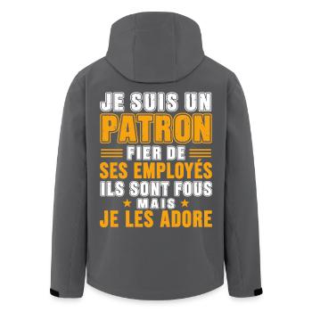Patron Cadeau humour personnalisé - Veste softshell homme en polyester recyclé Stanley/Stella - noir - Dos - AI Model Male 185 light (185cm)