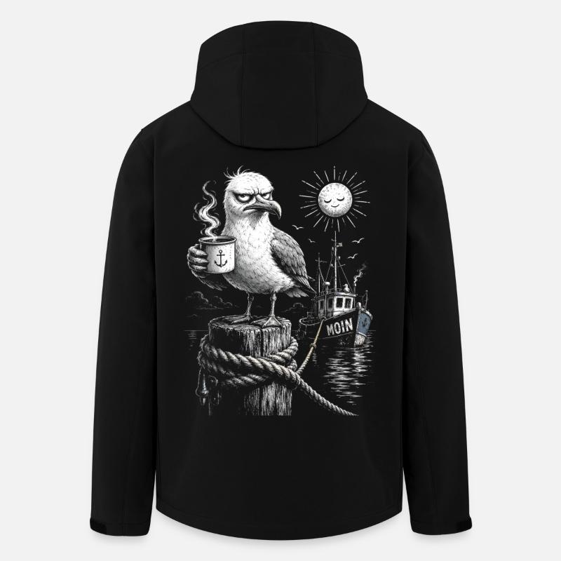 MOIN – Grummeliges Möwe mit Kaffee - Veste softshell homme en polyester recyclé Stanley/Stella - noir