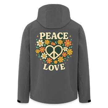 paix amour - Veste softshell homme en polyester recyclé Stanley/Stella - noir - Dos - AI Model Male 185 light (185cm)
