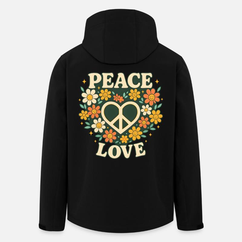 paix amour - Veste softshell homme en polyester recyclé Stanley/Stella - noir