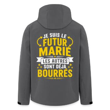Futur Marié Cadeau humour EVG personnalisé - Veste softshell homme en polyester recyclé Stanley/Stella - noir - Dos - AI Model Male 185 light (185cm)