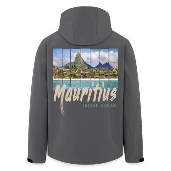 Mauritius in the Indian Ocean Beach Souvenir - Men’s Recycled Softshell Jacket by Stanley/Stella - black - Back - AI Model Male 185 light (185cm)