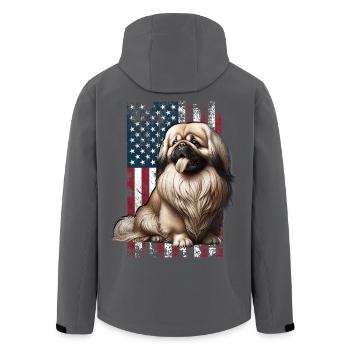 Pekingese US Pekinese - Recycelte Männer Softshell-Jacke von Stanley/Stella - Schwarz - Hinten - AI Model Male 185 light (185cm)