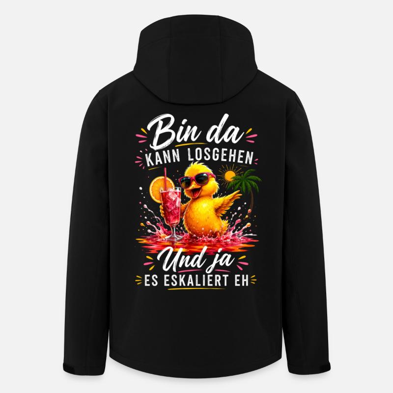 Bin da Eskaliert Ente Sommer Party - Recycelte Männer Softshell-Jacke von Stanley/Stella - Schwarz