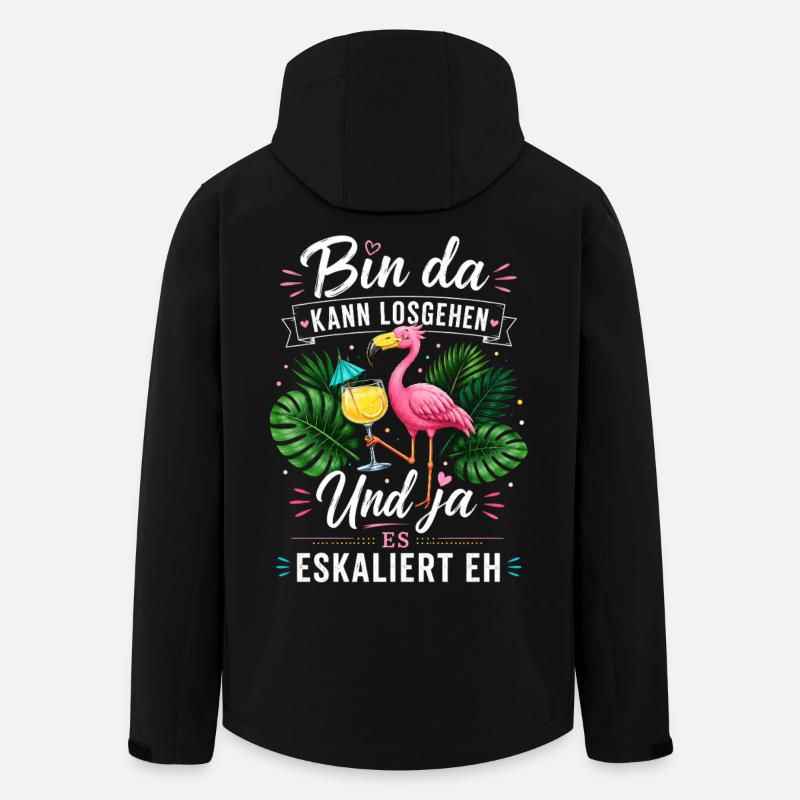 Bin da Eskaliert Flamingo Party - Recycelte Männer Softshell-Jacke von Stanley/Stella - Schwarz