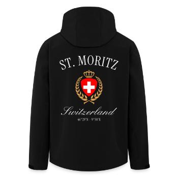 St. Moritz Schweiz Wappen Krone – Reise Souvenir - Recycelte Männer Softshell-Jacke von Stanley/Stella - Schwarz - Hinten - AI Model Male 185 light (185cm)