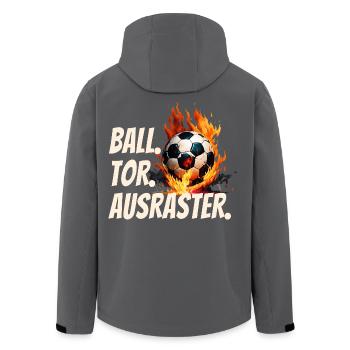 BALL. TOR. AUSRASTER. Fußball Fan Humor - Recycelte Männer Softshell-Jacke von Stanley/Stella - Schwarz - Hinten - AI Model Male 185 light (185cm)