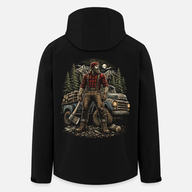 Bûcherons, coupe-arbres, bûcherons, - Veste softshell homme en polyester recyclé Stanley/Stella - noir