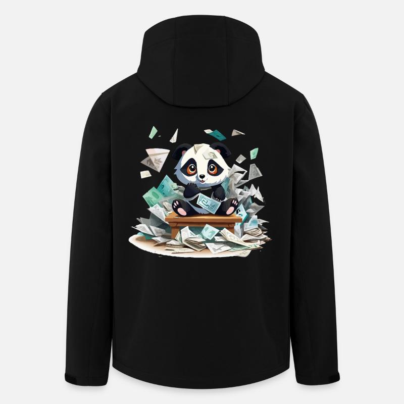 Panda Geldregen am Tisch - Recycelte Männer Softshell-Jacke von Stanley/Stella - Schwarz