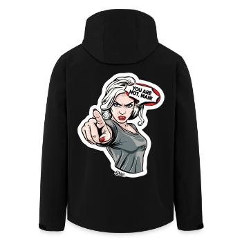 Comic Fierce Femme Pointing - Men’s Recycled Softshell Jacket by Stanley/Stella - black - Back - AI Model Male 185 light (185cm)