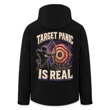 Bogenschießen Bogenschütze Target Panic Is Real - Recycelte Männer Softshell-Jacke von Stanley/Stella - Schwarz - Hinten - AI Model Male 185 light (185cm)