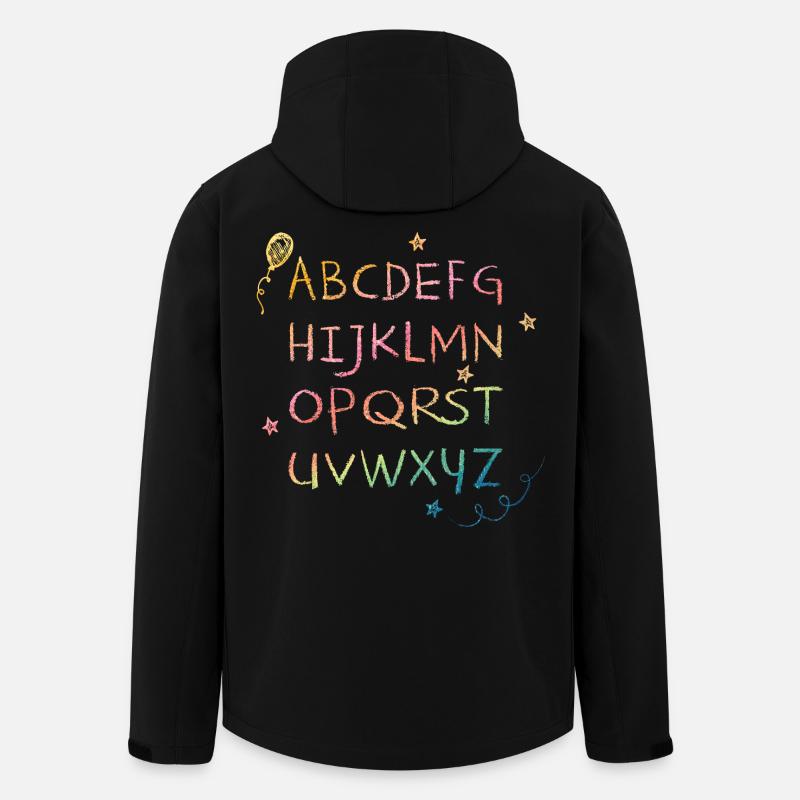 Alphabet craie arc-en-ciel avec astérisques - Veste softshell homme en polyester recyclé Stanley/Stella - noir