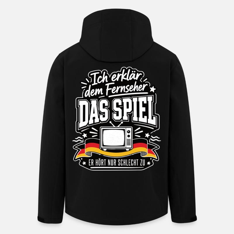 Fernseher braucht heute Coachingpflicht - Recycelte Männer Softshell-Jacke von Stanley/Stella - Schwarz