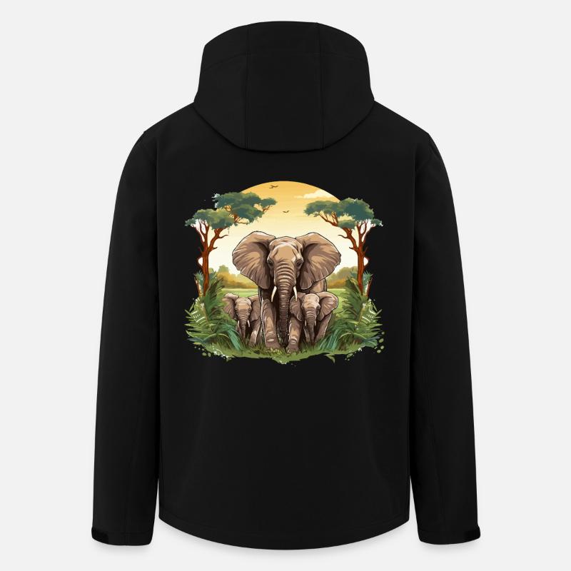 Savannen-Elefantenfamilie Illustration - Recycelte Männer Softshell-Jacke von Stanley/Stella - Schwarz