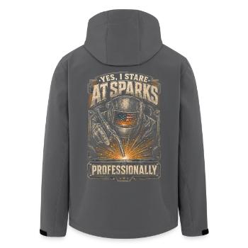 Welder Welding Specialist - Men’s Recycled Softshell Jacket by Stanley/Stella - black - Back - AI Model Male 185 light (185cm)