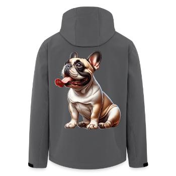 French Bulldog - Men’s Recycled Softshell Jacket by Stanley/Stella - black - Back - AI Model Male 185 light (185cm)