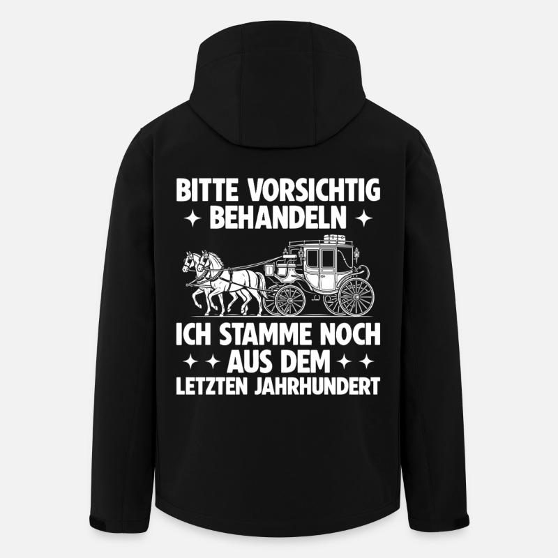 Bitte vorsichtig behandeln – Retro Spruch - Recycelte Männer Softshell-Jacke von Stanley/Stella - Schwarz