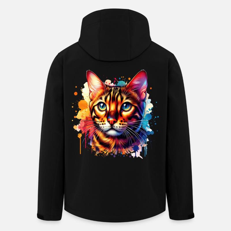 Motif du chat du Bengale - Veste softshell homme en polyester recyclé Stanley/Stella - noir