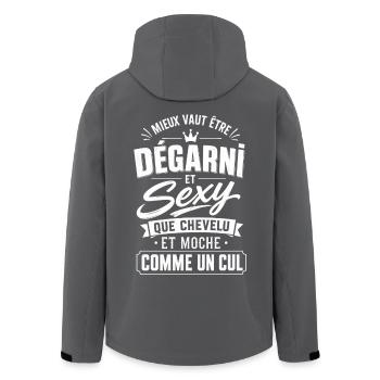 Dégarni et Sexy - Humour Calvitie et Perte Cheveux - Veste softshell homme en polyester recyclé Stanley/Stella - noir - Dos - AI Model Male 185 light (185cm)
