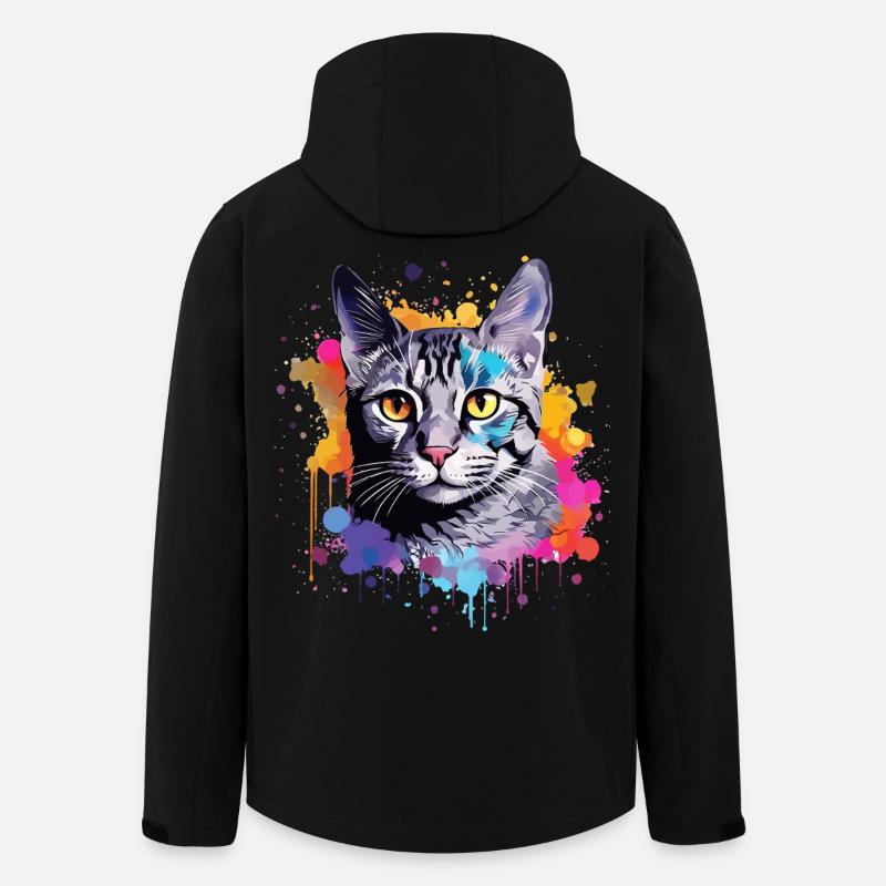 Bunte ägyptische Mau-Katzengesicht-Splash-Art - Recycelte Männer Softshell-Jacke von Stanley/Stella - Schwarz