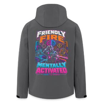 Laser Tag Friendly Fire Mentally Activated - Men’s Recycled Softshell Jacket by Stanley/Stella - black - Back - AI Model Male 185 light (185cm)