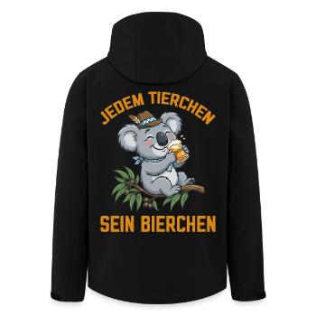 Jedem Tierchen sein Bierchen Koala Bär trinkt Bier - Recycelte Männer Softshell-Jacke von Stanley/Stella - Schwarz - Hinten - AI Model Male 185 light (185cm)