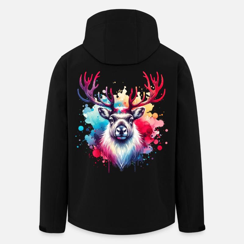 Rentier Motiv - Recycelte Männer Softshell-Jacke von Stanley/Stella - Schwarz