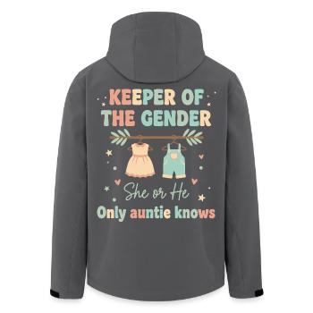 Gender Reveal Keeper Of The Gender Auntie Knows - Men’s Recycled Softshell Jacket by Stanley/Stella - black - Back - AI Model Male 185 light (185cm)