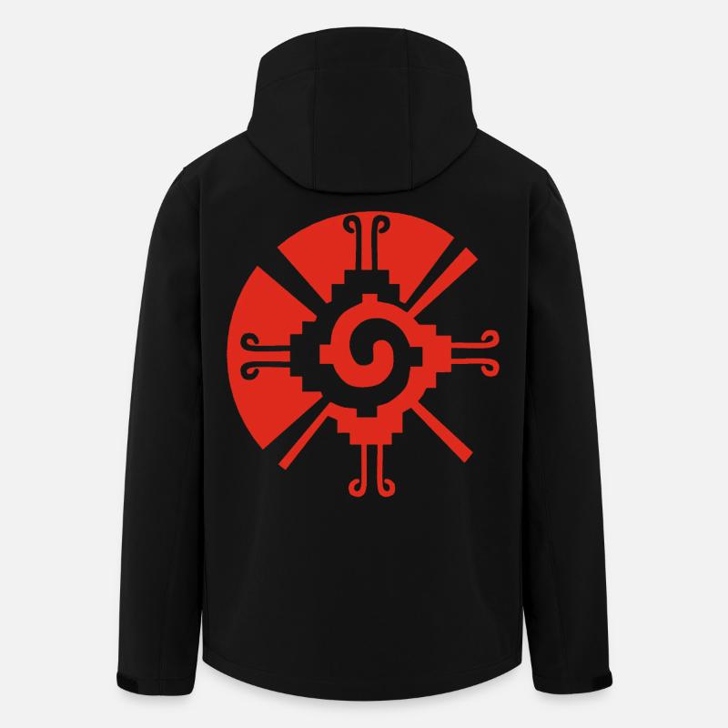 Sonnengeometrisches Muster (Rot) - Recycelte Männer Softshell-Jacke von Stanley/Stella - Schwarz