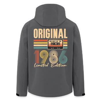 40. Geburtstag, 40 Jahre - Recycelte Männer Softshell-Jacke von Stanley/Stella - Schwarz - Hinten - AI Model Male 185 light (185cm)