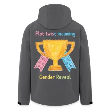 Gender Reveal Plot Twist Incoming Baby Shower - Men’s Recycled Softshell Jacket by Stanley/Stella - black - Back - AI Model Male 185 light (185cm)