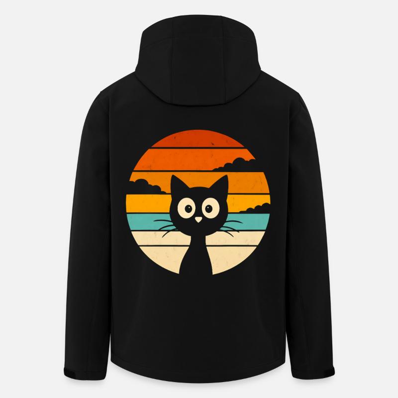 Chat Noir Rétro Sunset - Recycelte Männer Softshell-Jacke von Stanley/Stella - Schwarz
