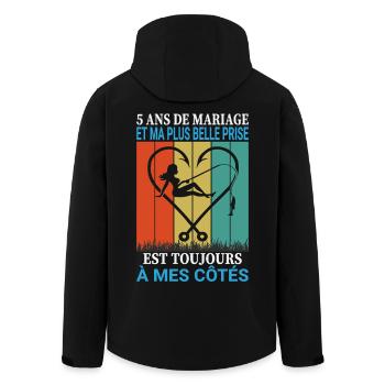 Pêche Pêcheur Cadeau humour personnalisé - Veste softshell homme en polyester recyclé Stanley/Stella - noir - Dos - AI Model Male 185 light (185cm)
