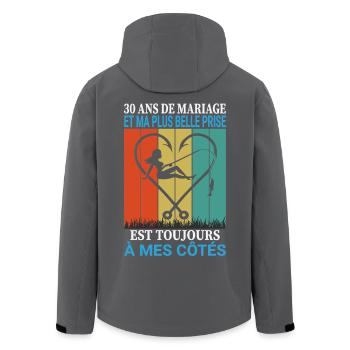 Pêche Pêcheur Cadeau humour personnalisé - Veste softshell homme en polyester recyclé Stanley/Stella - noir - Dos - AI Model Male 185 light (185cm)