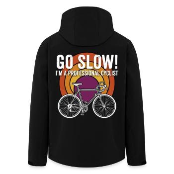 Cyclists Go Slow - Men’s Recycled Softshell Jacket by Stanley/Stella - black - Back - AI Model Male 185 light (185cm)