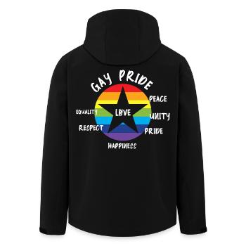 love gay CSD rainbow pride diversity star LGBTQ - Veste softshell homme en polyester recyclé Stanley/Stella - noir - Dos - AI Model Male 185 light (185cm)
