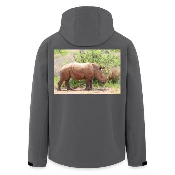 Rhino in the Grasslands - Men’s Recycled Softshell Jacket by Stanley/Stella - black - Back - AI Model Male 185 light (185cm)