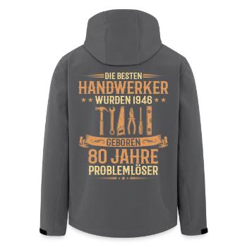 Handwerker 1946 Geboren 80. Geburtstag Geschenk - Recycelte Männer Softshell-Jacke von Stanley/Stella - Schwarz - Hinten - AI Model Male 185 light (185cm)