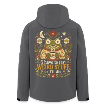 Ich muss komische Sachen sagen, sonst sterbe ich, Frosch - Recycelte Männer Softshell-Jacke von Stanley/Stella - Schwarz - Hinten - AI Model Male 185 light (185cm)