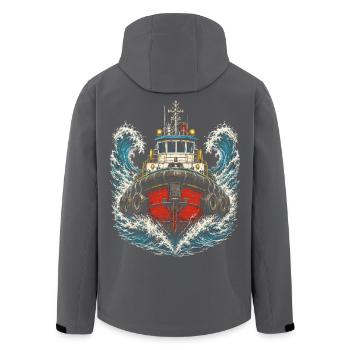 Schleppschiffe Schlepper Artistic Illustration - Recycelte Männer Softshell-Jacke von Stanley/Stella - Schwarz - Hinten - AI Model Male 185 light (185cm)