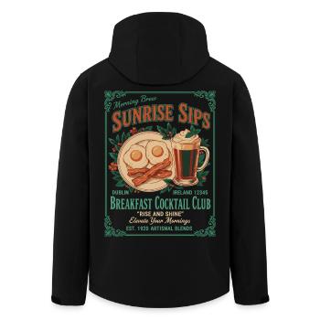 Frühstück, Brunch, Kaffee, Pfannkuchen, Speck, Essen - Recycelte Männer Softshell-Jacke von Stanley/Stella - Schwarz - Hinten - AI Model Male 185 light (185cm)