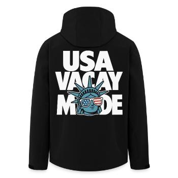 USA Vacay Fashion Statue Design - Men’s Recycled Softshell Jacket by Stanley/Stella - black - Back - AI Model Male 185 light (185cm)