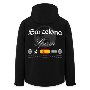 Souvenir de voyage Streetwear de Barcelone, Espagne - Veste softshell homme en polyester recyclé Stanley/Stella - noir - Dos - AI Model Male 185 light (185cm)